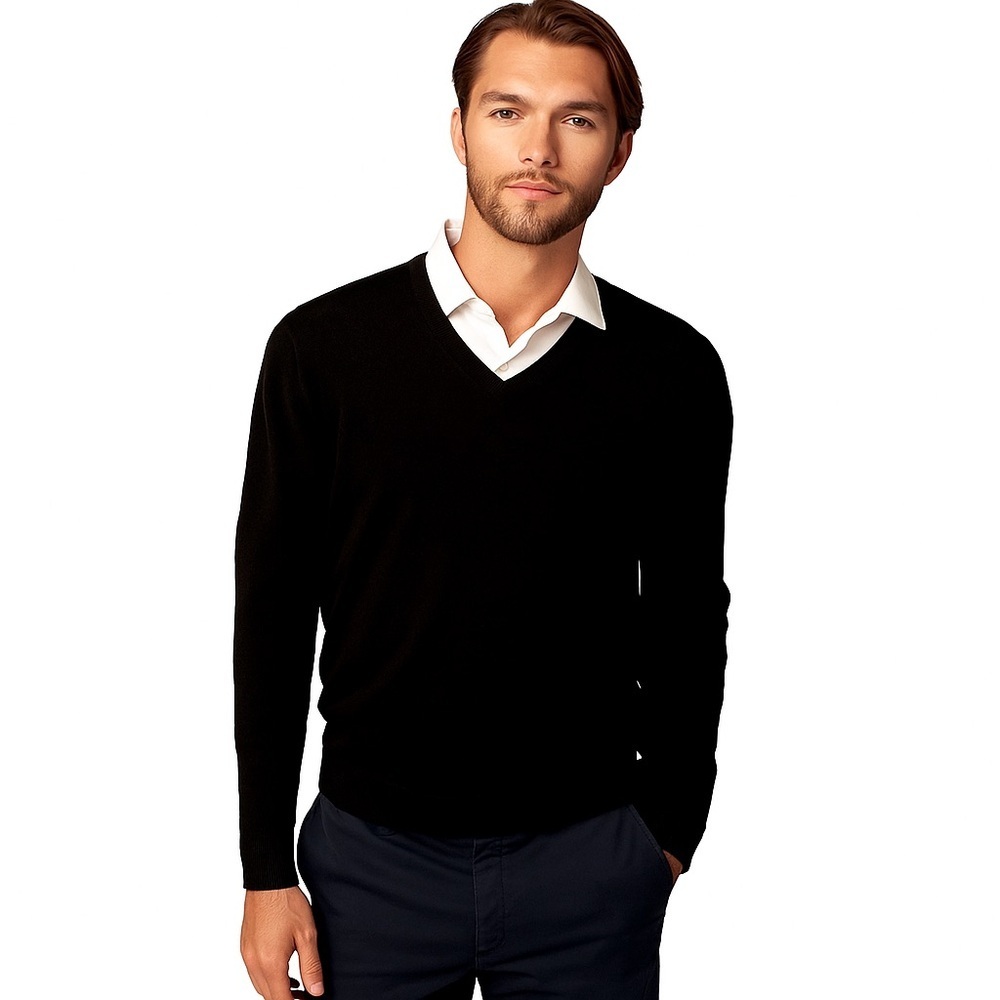 Jack Spade Mens Black V Neck 100 Percent Wool Sweater Sz M Classic Workwear